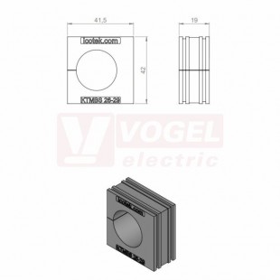 KTMBS 26-29 průchodková vložka, velká, šedá RAL7035, délka 41,5mm, šířka 42mm, výška 19mm, instalační výška 2mm, pro kulatý kabel, pr.kabelů 1x 26-29mm, IP54 (41391)