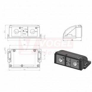 KEL-FG-ER A4 průchodkový rámeček černý IP65, vel.výřezu 112x36mm, d147x š80x v57,5mm, šroub měkká ocel, galvanicky pozinkovaná, 2xKT malá vložka + 2x KT velká vložka (42342)