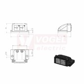 KEL-FG-ER E2 průchodkový rámeček černý IP65, vel.výřezu 43x24mm, d73x š53x v38mm, šroub měkká ocel, galvanicy pozinkovaná, 2x KT malá vložka (42345)