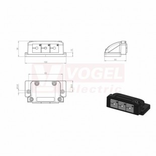 KEL-FG-ER E3 průchodkový rámeček černý IP65, vel.výřezu 65x24mm, d100x š53x v38mm, šroub měkká ocel, gavanicky pozinkovaná, 3 KT malá vložka (42346)