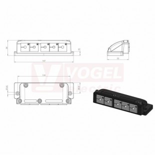 KEL-FG-ER E5 průchodkový rámeček černý IP65, vel.výřezu 112x24mm, d147x š53x v38mm, šroub měkká ocel, galvanicky pozinkovaná, 5x KT malá vložka (42347)