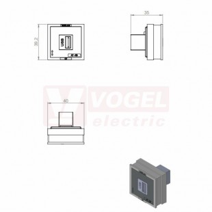 QT-AT-KS-USB 3.0 průchodková vložka velká, Keystone, rozměr 40x39x17mm (42644)