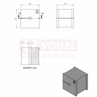 KT  3 CR gy průchodková vložka, malá, šedá RAL7035, dx21mm, šx21mm, vx19mm, instal.v x2mm, pro kulatý kabel, pr.kabelu 1x 3-4mm, IP68 (ISO 14644-1) (41203.601)