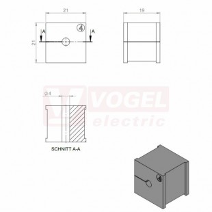 KT  4 CR gy průchodková vložka, malá, šedá RAL7035, dx21mm, šx21mm, vx19mm, instal.v x2mm, pro kulatý kabel, pr.kabelu 1x 4-5mm, IP68 (ISO 14644-1) (41204.601)