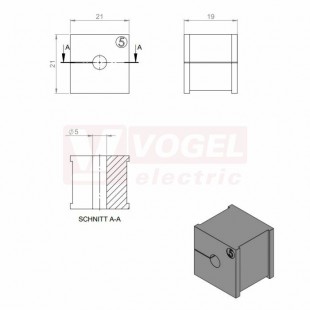 KT  5 CR gy průchodková vložka, malá, šedá RAL7035, dx21mm, šx21mm, vx19mm, instal.v x2mm, pro kulatý kabel, pr.kabelu 1x 5-6mm, IP68 (ISO 14644-1) (41205.601)