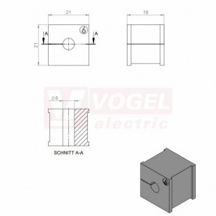 KT  6 CR (S)VOC gy průchodková vložka, malá, šedá RAL7035, dx21mm, šx21mm, vx19mm, instal.v x2mm, pro kulatý kabel, pr.kabelu 1x 6-7mm, IP68 (41206.600)
