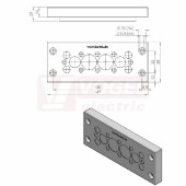 KEL-DPZ 24/16 CR gy membránová průchodka, šedá RAL7035, dx147mm, šx58mm, vx14mm, montážní výška 14mm, vel.výřezu 112x36mm, 4 šrouby, pr.otvorů pro šrouby 5,9mm, rozsah upínání 8x3,2-6,5mm, 4x5-9,7mm, 2x9-16,2mm, 2x16-22mm (ISO 14644-1) (43725.601)