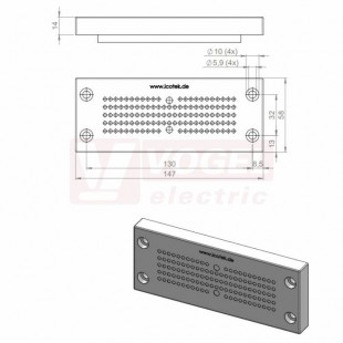 KEL-DPZ 24/121 ČR (S)VOC gy membránová průchodka, šedá RAL7035, dx147mm, šx58mm, vx14mm, montážní výška 14mm, vel.výřezu 112x36mm, 4 šrouby, pr.otvorů pro šrouby 5,9mm, rozsah upínání 119x1,5-2,6mm, 2x 2,5-5mm (43735.600)