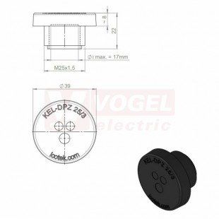 KEL-DPZ 25/3 CR (S)VOC gy membránová průchodka kulatá, šedá RAL7035, vx22mm, vnější pr.39mm, instal.výška 8mm, vel.kulatého výřezu 25,3mm, závit M32x1,5mm, délka závitu 14mm, pr.kabelů 2x 3,2-5,2mm, 1x 3,2-6,5mm (43736.600)