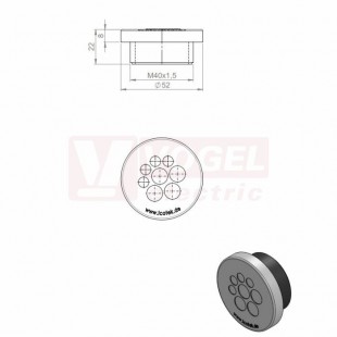 KEL-DPZ 40/8 CR (S)VOC gy membránová průchodka kulatá, šedá RAL7035, vx22mm, vnější pr.52mm, instal.výška 8mm, vel.kulatého výřezu 40,4mm, závit M40x1,5mm, délka závitu 14mm, pr.kabelů 4x 3,2-5,2mm, 4x 5-10,2mm (43741.600)