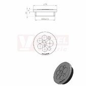 KEL-DPZ 63/9 CR (S)VOC gy membránová průchodka kulatá, šedá RAL7035, vx22mm, vnější pr.75mm, instal.výška 8mm, vel.kulatého výřezu 63,4mm, závit M63x1,5mm, délka závitu 14mm, pr.kabelů 1x 3,2-6,5mm, 3x 5-10,2mm, 4x 9-16,2mm, 1x 16-22,2mm (43760.600)