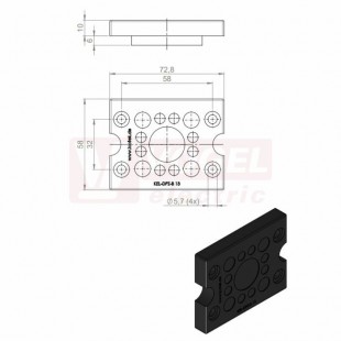 KEL-DPZ-B 13 CR (S)VOC gy membránová průchodka, šedá RAL7035, délka 72,8mm, šířka 58mm, výška 10mm, instalační výška 10mm, velikost výřezu 46x46mm, pr.otvorů pro šrouby 5,7mm, pr.kabelů 8x 3,2-6,5mm, 4x 5-10,2mm, 1x 16-22mm  (43794.600)