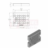 KEL-DPZ-B-25 CR gy membránová průchodka, šedá RAL7035, délka 72,8mm, šířka 58mm, výška 10mm, instalační výška 10mm, velikost výřezu 46x46mm, pr.otvorů pro šrouby 5,7mm, pr.kabelů 25x 3,2-6,5mm (ISO 14644-1) (43798.601)