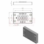 KEL-DPZ 10/14 gy membránová průchodka, šedá RAL7035, délka 98,3mm, šířka 58mm, výška 14mm, vel.výřezu 65x36mm, pr.otvorů pro šrouby 5,8mm, pr.kabelů 14x 5-10,2mm (43801)