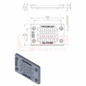 KEL-DPZ 6/23 ČR (S)VOC gy membránová průchodka, šedá RAL7035, dx85,5mm, šx54mm, vx7,5mm, montážní výška 7,5mm, vel.výřezu 52x36mm, 4 šrouby, pr.otvorů pro šrouby 4,5mm, rozsah upínání 10x 3,2-6,5mm, 13x 2,5-5mm (43813.600)