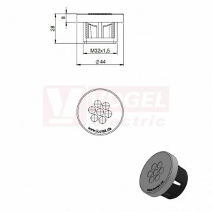 KEL-DPZ-CLICK 32/7 nacvakávací membránová průchodka, šedá RAL7035, vnější pr.44mm, vel.kulat.výřezu 32,3mm, závit M32x1,5, pro pr.kabelů 7x 3,2-6,5mm (44054)