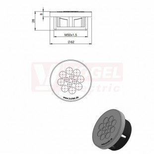 KEL-DPZ-CLICK 50/12 nacvakávací membránová průchodka, šedá RAL7035, vnější pr.62mm, vel.kulat.výřezu 50,4mm, závit M50x1,5, délka závitu 20mm, pro pr.kabelů 4x 3,2-6,5mm, 8x 5-10,2mm (44058)