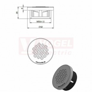 KEL-DPZ-CLICK 50/19 nacvakávací membránová průchodka, šedá RAL7035, vnější pr.62mm, vel.kulat.výřezu 50,4mm, závit M50x1,5, pro pr.kabelů 19x 3,2-6,5mm (44059)