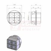 QVT-CLICK 50-4 dělená kabelová průchodka nacvakávací, šedá, IP54, vnější průměr 62mm, 4x QT malá vložka (45740)