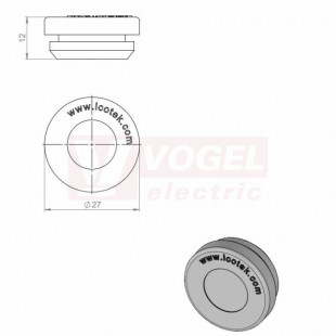 KEL-DP 20|1 A (plech tl. 1,5-2,5mm) kulatá membránová průchodka, šedá RAL 7035, vnější pr.27mm, instalační výška 5mm, výřez 20mm, pro pr.kabelů 1x 1-14mm (43571)