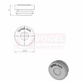 KEL-DP 16/1 A gy membránová průchodka, kulatá, do výřezu, šedá RAL7035, výška 12mm, vnější průměr 23mm, instalační výška 5mm, výřez 16mm, pro tloušťku plechu 1,5-2,5mm, pr.kabelů 1x 1-9,2mm, IP65 (43600)