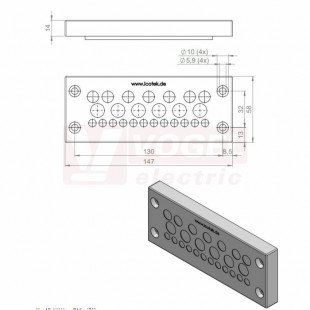 KEL-DPZ 24/25 ČR (S)VOC gy membránová průchodka, šedá RAL7035, dx147mm, šx58mm, vx14mm, montážní výška 14mm, vel.výřezu 112x36mm, 4 šrouby, pr.otvorů pro šrouby 5,9mm, rozsah upínání 12x3,2-6,5mm, 7x4,8-9,7mm, 6x7,5-12mm (43710.600)