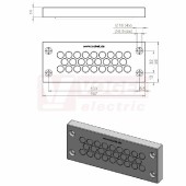 KEL-DPZ-24/26 CR gy membránová průchodka, šedá RAL7035, dx147mm, šx58mm, vx14mm, montážní výška 14mm, vel.výřezu 112x36mm, 4 šrouby, pr.otvorů pro šrouby 5,9mm, rozsah upínání  26x 5-10,2mm (ISO 14644-1) (43711.601)