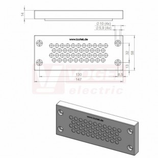 KEL-DPZ 24/42 ČR (S)VOC gy membránová průchodka, šedá RAL7035, dx147mm, šx58mm, vx14mm, montážní výška 14mm, vel.výřezu 112x36mm, 4 šrouby, pr.otvorů pro šrouby 5,9mm, rozsah upínání 42x3,2-6,5mm (43715.600)