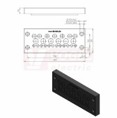 KEL-DPZ 24/25 CR (S)VOC bk membránová průchodka, černá RAL9001, délka 147mm, šířka 58mm, výška 14mm, velikost výřezu 112x36mm, pr.otvorů pro šrouby 5,9mm, pr.kabelů 12x 3,2-6,5mm, 7x 4,8-9,7mm, 6x 7,5-12mm (50710.600)