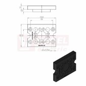 KEL-DPZ-B 13 CR (S)VOC bk membránová průchodka, černá RAL9001, délka 72,8mm, šířka 58mm, výška 10mm, vel.výřezu 46x46mm, pr.otvorů pro šrouby 5,7mm, pr. Kabelů 8x 3,2-6,5mm, 4x 5-10,2mm, 1x 16-22mm (50794.600)