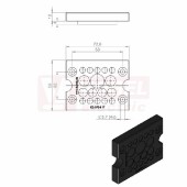 KEL-DPZ-B 17 CR (S)VOC bk membránová průchodka, černá RAL9001, délka 72,8mm, šířka 58mm, výška 10mm, vel.výřezu 46x46mm, pr.otvorů pro šrouby 5,7mm, pr.kabelů 10x 3,2-6,5mm, 4x 5-10,2mm, 2x 7,5-12mm, 1x 9-16,2mm (50796.600)