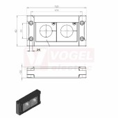 KEL-FA 16/2 průchodkový rámeček černý IP54, vel.výřezu 86x36mm, 2x velká vložka (vložky se objednávají samostatně) (55162)