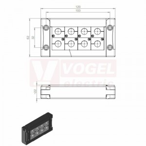 KEL-FA 16/8 průchodkový rámeček černý IP54, vel.výřezu 86x36mm, 8x malá  vložka (vložky se objednávají samostatně) (55168)