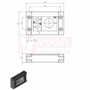 KEL-FA 10/3 průchodkový rámeček černý IP54, vel.výřezu 65x36mm, 2x malá a 1x velká vložka (vložky se objednávají samostatně) (55212)