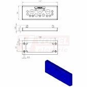 KEL-DPU-HD 24/16-1 membránová průchodka, modrá, zvýšená ochrana proti namáhání kabelů v taku, nacvakávací, FDA, 147x58x14mm, výřez 112x36mm, závit M4, tloušťka plechu 1,5-2mm, pr.kabelů 1x3,2-6,3mm, 14x4-7,5mm, 4x5,5-10,5mm, 2x8-12,5mm, IP66/68 (73932)