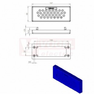 KEL-DPU-HD 24/32 membránová průchodka, modrá, zvýšená ochrana proti namáhání kabelů v tahu, nacvakávací, 147x58x14mm, výřez 112x36mm, tloušťka plechu 1,5-2mm, pr.kabelů 32x3,2-6,3mm, IP66/68 (73942)