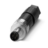 SACC-M12MS-4PL M konektor M12/4-pin/přímý/vidlice/kód-A, nestíněný, připojení vodičů pružinové Push-Lock, rýhovaný materiál zinkový odlitek, niklovaný, sevření kabelu 4-8mm (1424657)