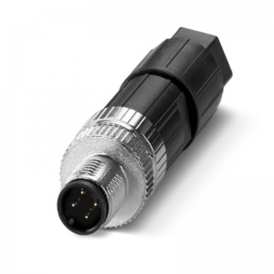 SACC-M12MS-4PL M konektor M12/4-pin/přímý/vidlice/kód-A, nestíněný, připojení vodičů pružinové Push-Lock, rýhovaný materiál zinkový odlitek, niklovaný, sevření kabelu 4-8mm (1424657)