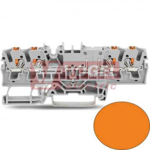 2202-1802 svorka průchozí rozpojovací, PUSH-IN 2,5mm2, oranžová, 2/2, š=5,2mm (WAGO TOPJOB S)