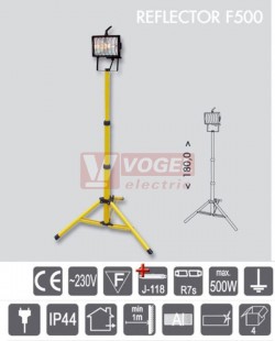 Svítidlo 1x 500W R6501-CR halogenové reflektorové, přenosné venkovní stojanové IP44