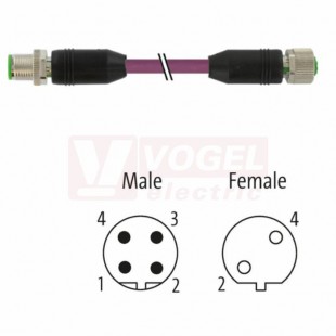 7000-44001-8400200 konektor M12/B-kód./M/přímý - Profibus 1x2x0,64 fial. 2,0m stíněný - kon. M12/B-kód./F/přímý, do řetězů