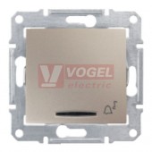 SDN1700168 Ovládač tlačítkový 12V s  modrou orientační kontrolkou "zvonek", ř. 1/0So, titan