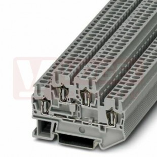 STTB 2,5 svorka řadová, dvoupatrová, pružinová, šedá, 4 přípojky, 22A, š=5,2mm (3031270)