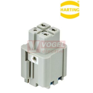 09200032733 Han A konektor 3+1pin, Z, 10A/400V, vel.3A, svorky Quick Lock, 0,5-2,5mm2