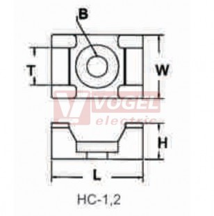 KSD-2316 (HC-2) kabelové sedlo pro vázací pásky š=9mm, přírodní, základna 23x16x9mm, mont.otvor pr.6mm (balení 100ks)