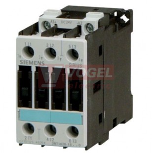 3RT1025-1BB40 stykač 3P 17A AC-3/7,5kW/400V, Uc=24VDC, pom.kontakt žádný, příkon cívky 5,4W