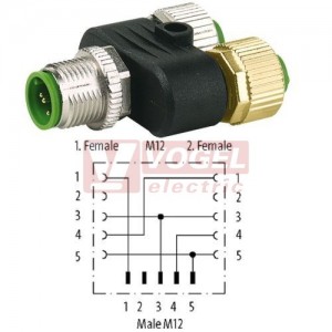 7000-41161-0000000 Rozbočovač Y-kus M12/5-pin/vidl // 2x M12/4-pin/zás