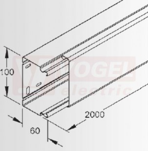 LLK 60.100 kanál s víkem, 60x100x2000mm, ocel, pozink, s děrováním dna (NIEDAX)