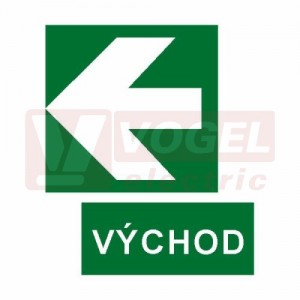 Tabulka informační "Východ + šipka" (bílý tisk, zelený podklad), symbol s odděleným textem (7808) A4