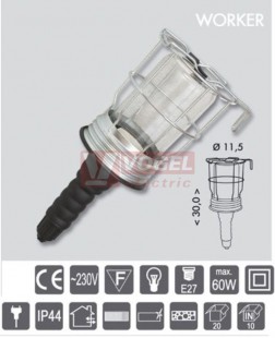 Přenosná montážní lampa, E27/60W, IP44